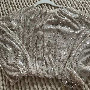 HM Gold Sequin Cropped Top
